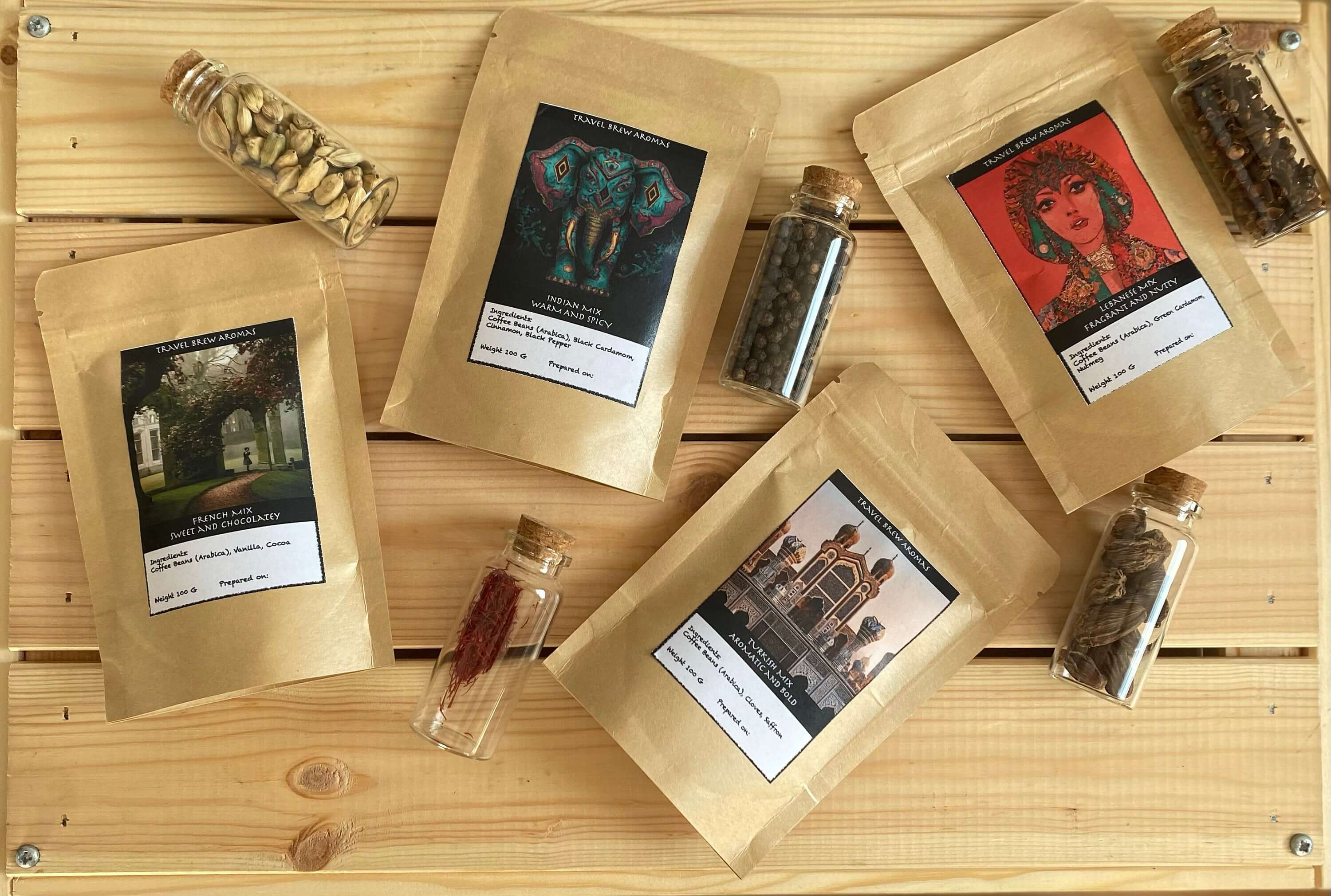 Artisan Coffee Sampler Set 4x50g: Global Flavors, Travel Brew Aromas