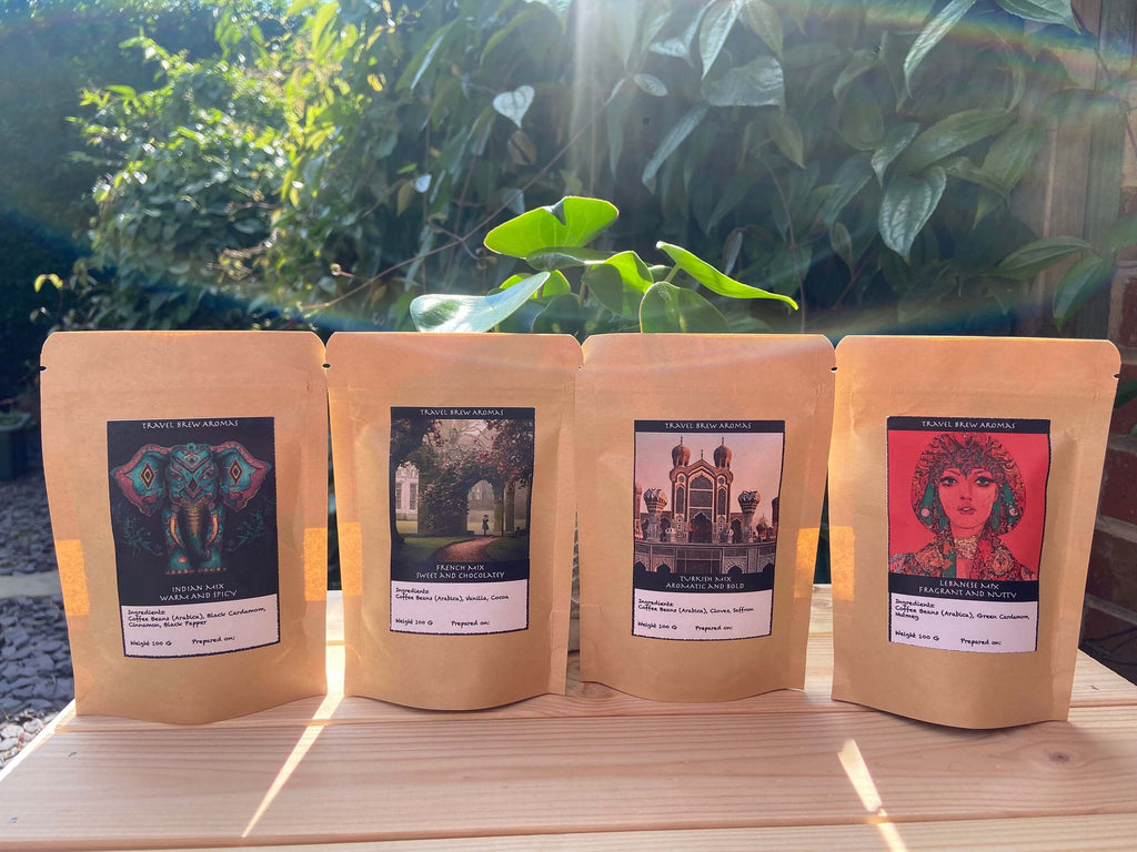 Artisan Coffee Sampler Set 4x50g: Global Flavors, Travel Brew Aromas