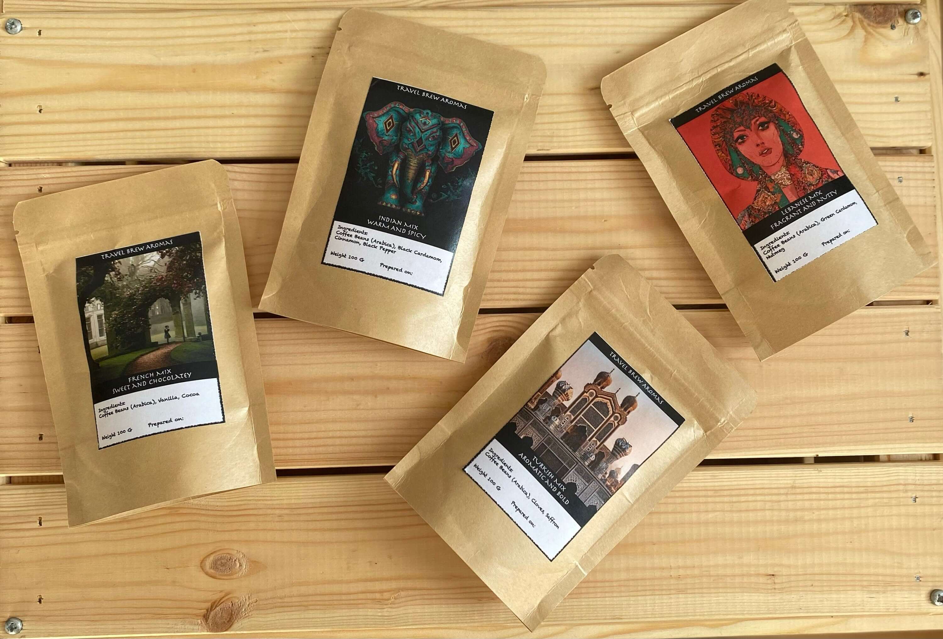 Artisan Coffee Sampler Set 4x50g: Global Flavors, Travel Brew Aromas