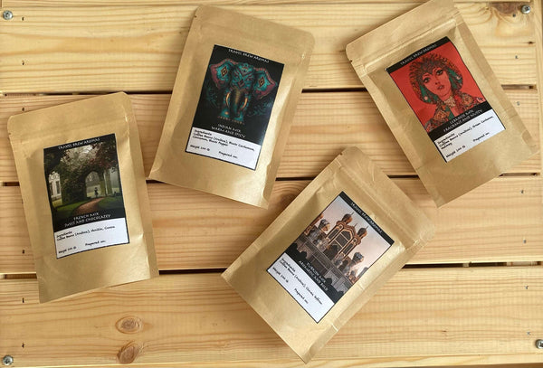 Artisan Coffee Sampler Set 4x50g: Global Flavors, Travel Brew Aromas