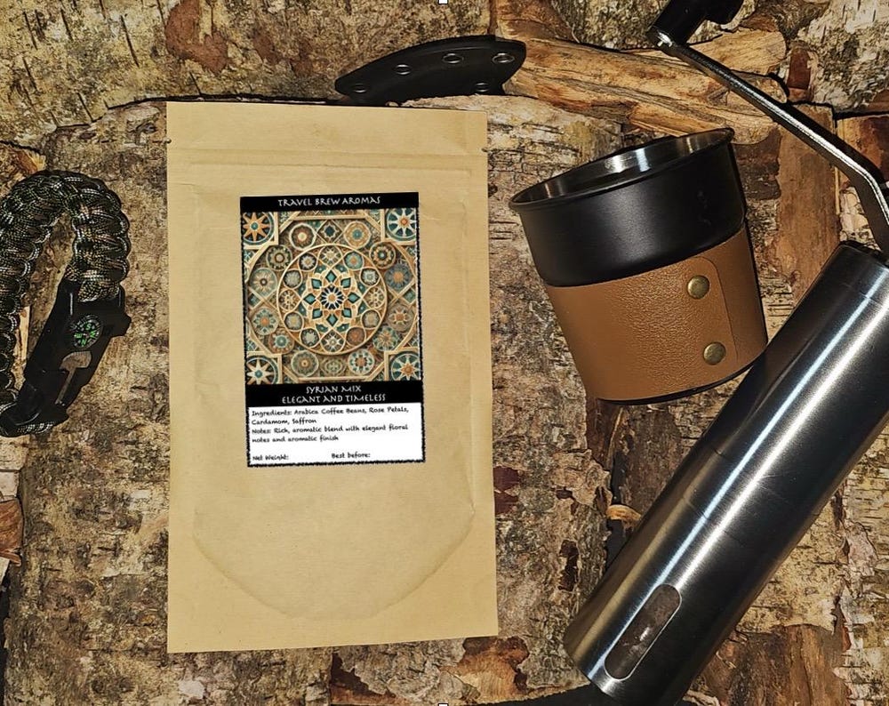 Syrian Coffee Mix: Arabica Beans with Cardamom, Saffron & Rose 100 g