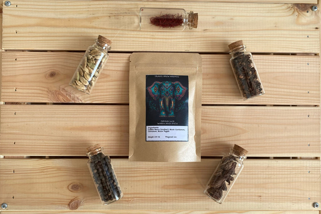 Indian Coffee Mix: Black Cardamom, Black pepper and Cinnamon - 100 g