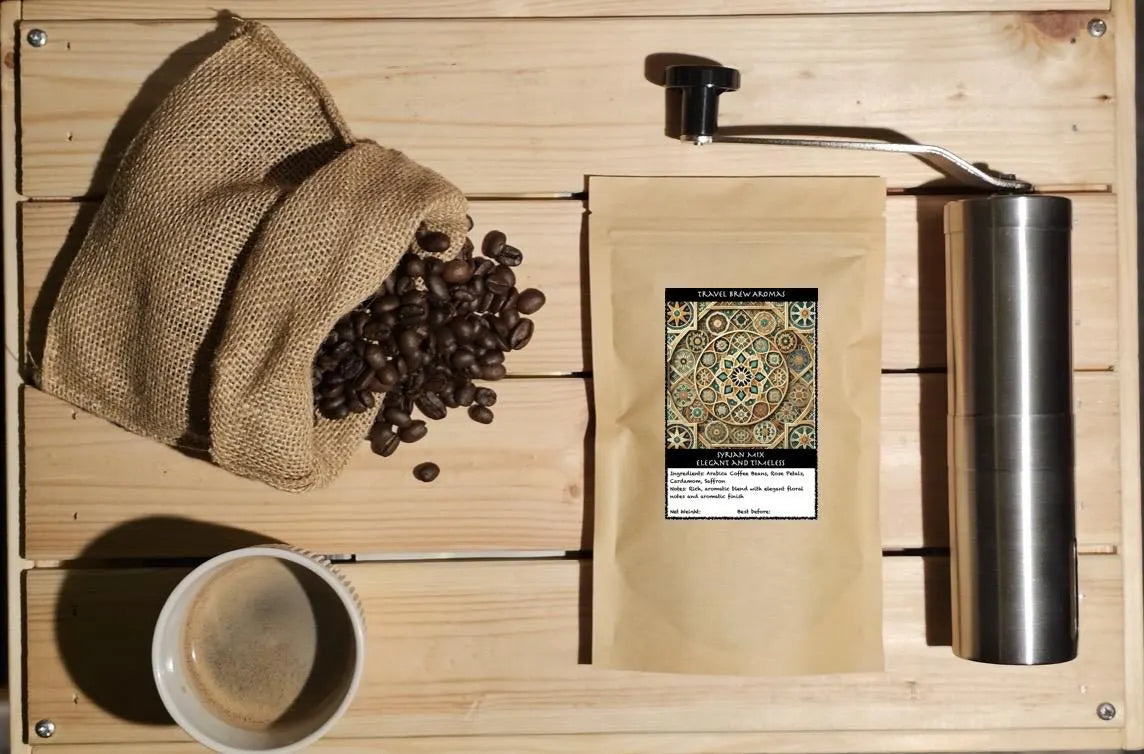 Syrian Coffee Mix: Arabica Beans with Cardamom, Saffron & Rose 100 g